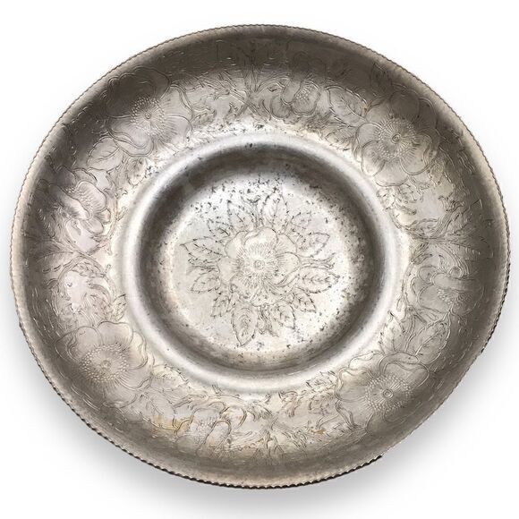 Vintage Wilson Metal Poppy Floral Hand Wrought Aluminum Bowl Brooklyn New York - Picture 3 of 16